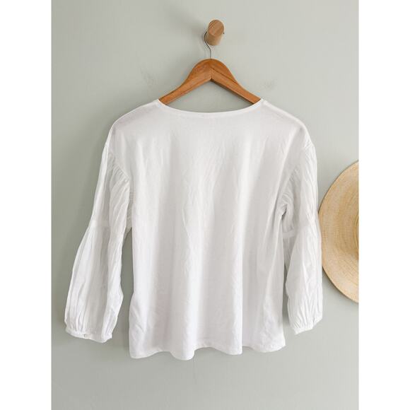 Madewell | NWT | Puff-Sleeve Drop-Shoulder Knit Top in White | Sz XS - Picture 9 of 9